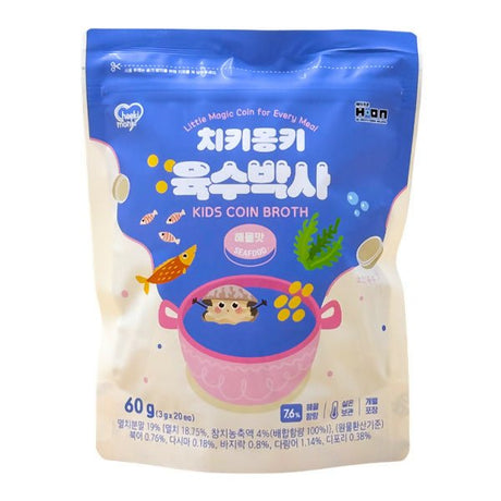 ដុំស៊ុបក្មេង 12m+ Cheeki Kids Coin Broth Seafood 60g - អាហារក្មេង (Baby Food)