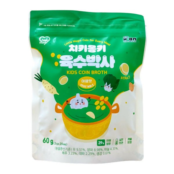ដុំស៊ុបក្មេង 12m+ Cheeki Kids Coin Broth Vegetable 60g - អាហារក្មេង (Baby Food)