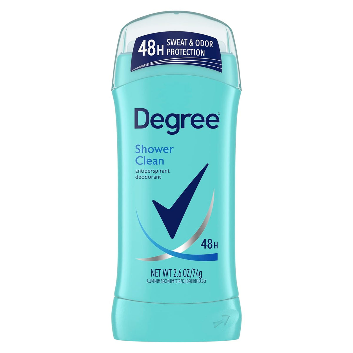 Degree Women Shower Clean 48H Antiperspirant Deodorant 74g turquoise stick front view