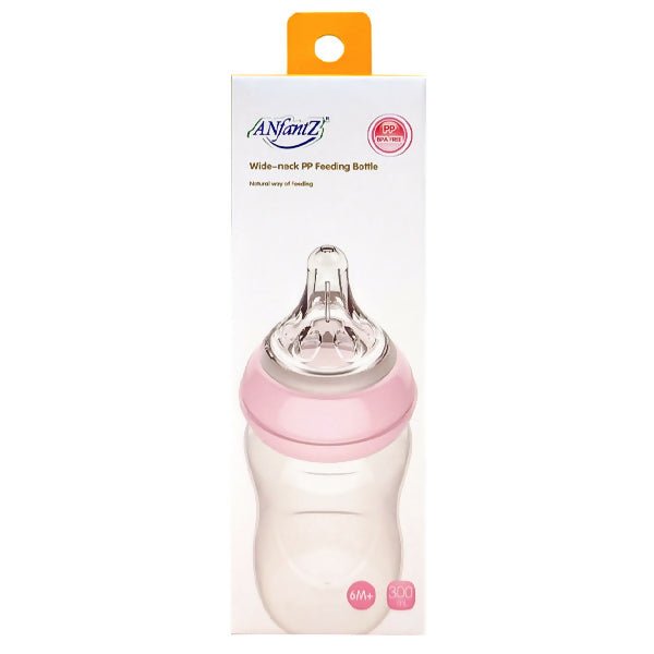 ដប Anfantz 300ml Wide Neck PP Feeding Bottle - ដបដោះគោ ដបទឹក & ក្បាលប្តូរ (Milk Bottle Water Bottle & Changing Pads)