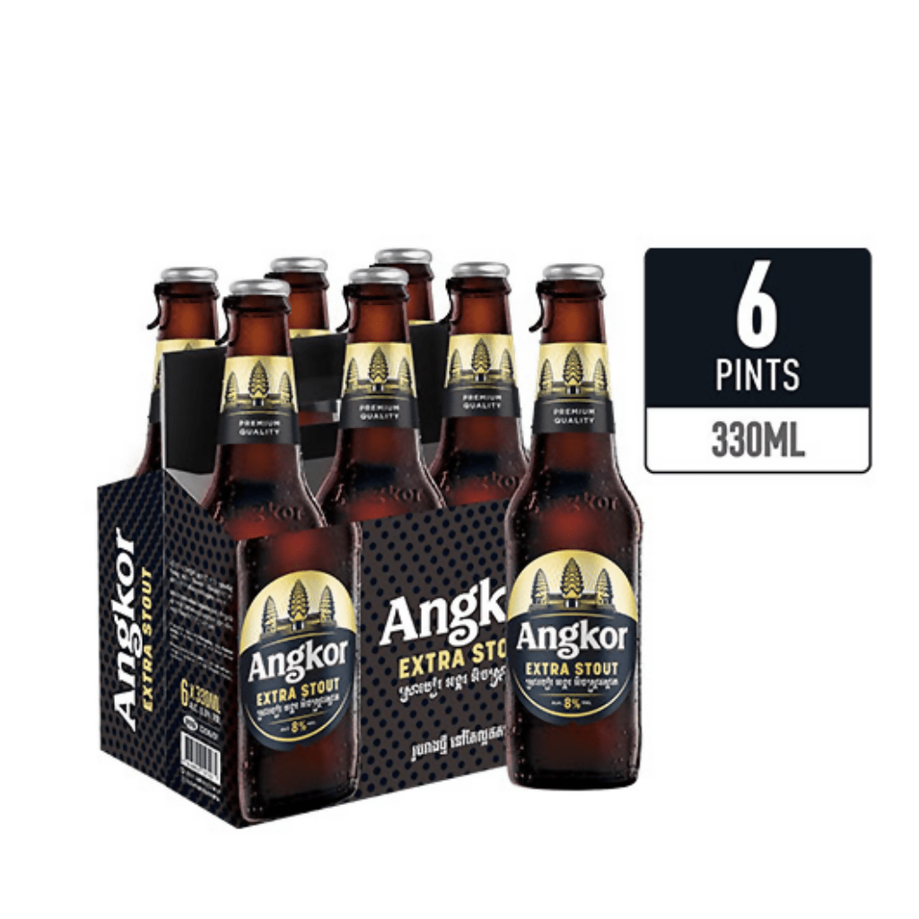 ស្រាបៀរអង្គរដបទឹកខ្មៅ ANGKOR EXTRA STOUT 330ML PTS (PACK6) - Others