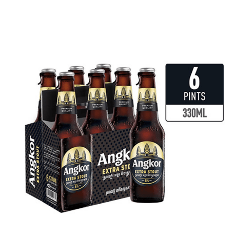 ស្រាបៀរអង្គរដបទឹកខ្មៅ ANGKOR EXTRA STOUT 330ML PTS (PACK6) - Others