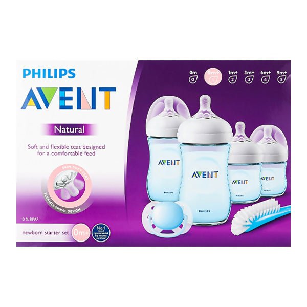 ឈុតដប Avent Natural SCD290/14 Set Blue - ដបដោះគោ ដបទឹក & ក្បាលប្តូរ (Milk Bottle Water Bottle & Changing Pads)