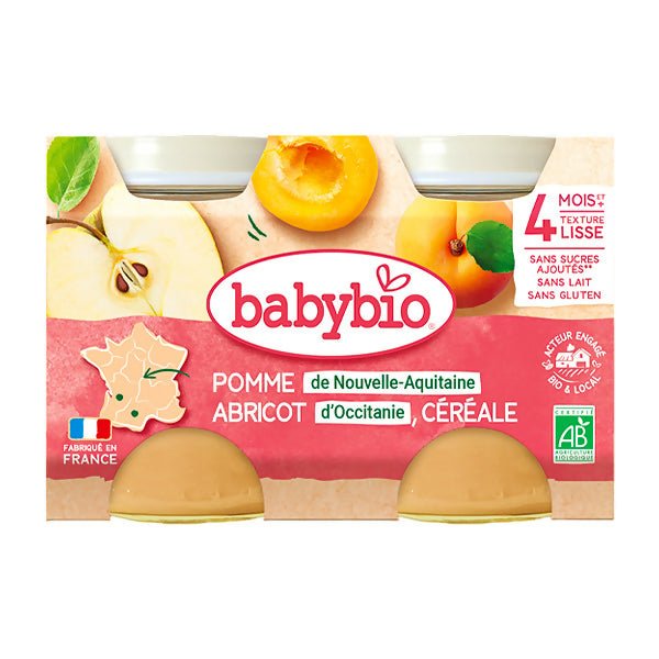 បង្អែមក្មេង Babybio Pomme Abricot D'occitanie (2x130g) - ទឹកផ្លែឈើ & អាហារក្មេង (Fruit juice & baby food)