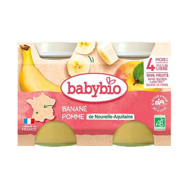 បង្អែមក្មេង Babybio Pomme D'aquitaine Banane (2x130g) - ទឹកផ្លែឈើ & អាហារក្មេង (Fruit juice & baby food)