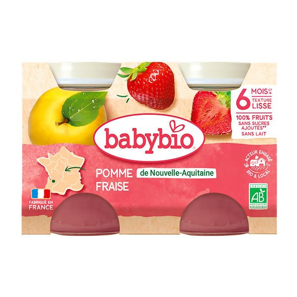 បង្អែមក្មេង Babybio Pomme & Fraise (2x130g) - ទឹកផ្លែឈើ & អាហារក្មេង (Fruit juice & baby food)