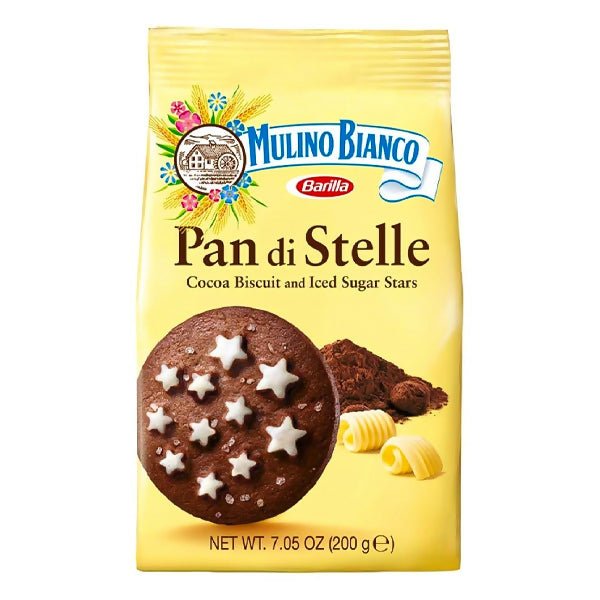 នំខូឃី Barilla Pan Di Stelle Cocoa Biscuits & Iced Sugar Stars 200g - ស្ករគ្រាប់ & នំ (Candy & Cake)