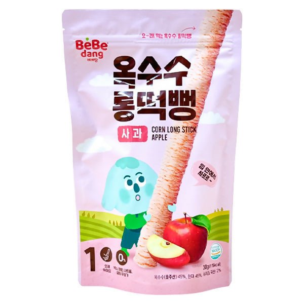 នំក្មេង BeBe Dang Corn Long Stick Apple 30g 6m+ - នំកូនក្មេង (Baby Cakes)