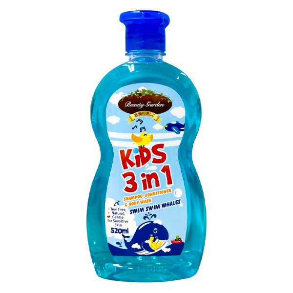 សាប៊ូកក់សក់ដុសខ្លួនកូនក្មេង BG Kids Shampoo 3in1 Swim Whales 520ml - សាប៊ូកក់ ដុសកូនក្មេង (Baby Shampoo Body Wash)