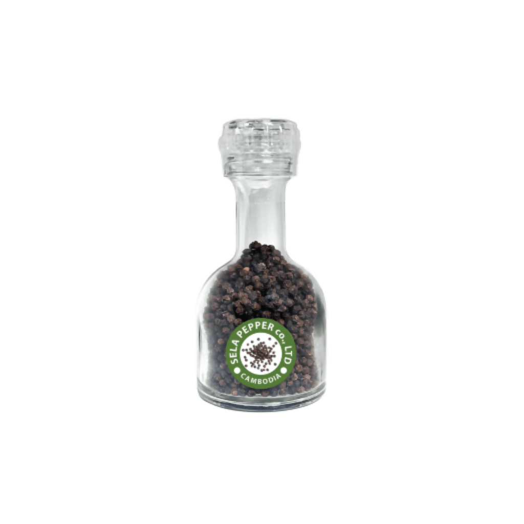 Black Peppercorn in Glass Bottle with Adjustable Grinder (Refill Function) 137g - Healthy Food