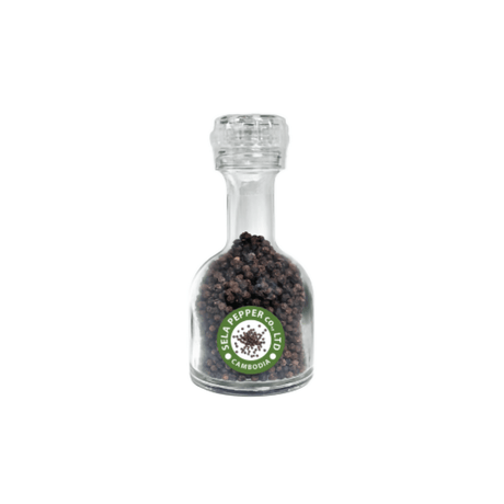 Black Peppercorn in Glass Bottle with Adjustable Grinder (Refill Function) 137g - Healthy Food