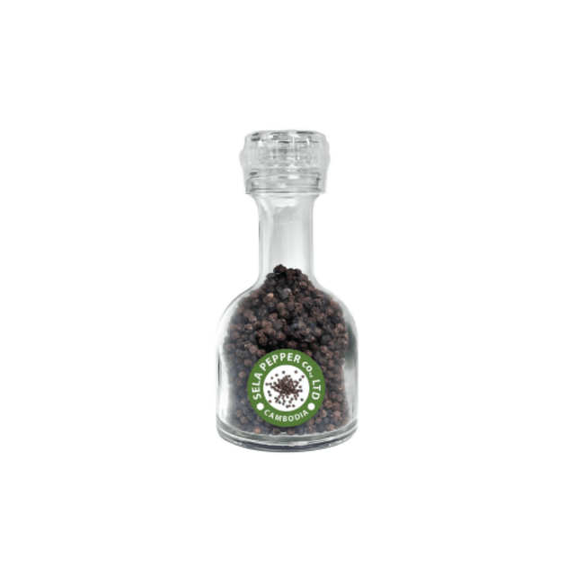 Black Peppercorn in Glass Bottle with Adjustable Grinder (Refill Function) 137g - Healthy Food