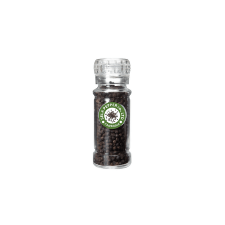 Black Peppercorn in Glass Bottle with Adjustable Grinder (Refill Function) 71g - Healthy Food