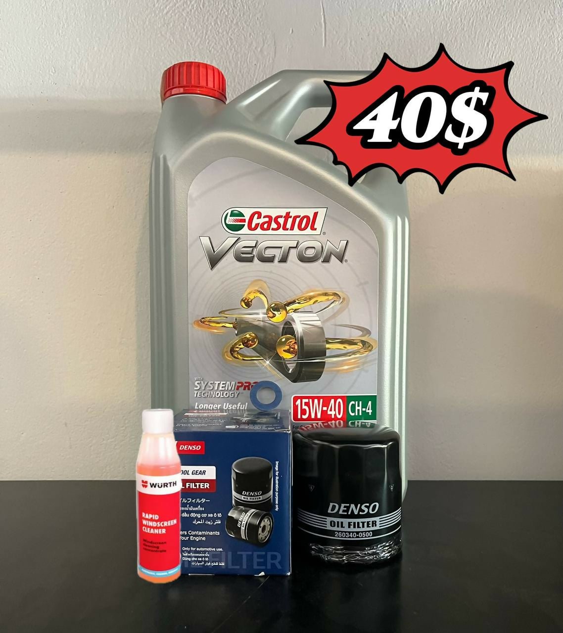 ប្រេងម៉ាស៊ីនCastrol Vecton 15w40 ប្រម៉ូសិនពិសេស មានថែម ✔️តម្រងមួយនិង ✔️ទឹកជូតកញ្ចក់មួយ - Automotive Parts