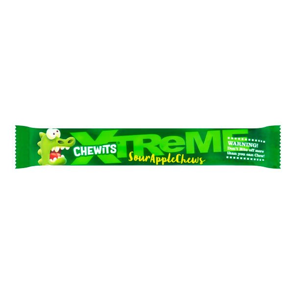 ស្ករទន់ៗ Chewits Xtreme Sour Apple Chews Candy 34g - ស្ករគ្រាប់ & នំ (Candy & Cake)