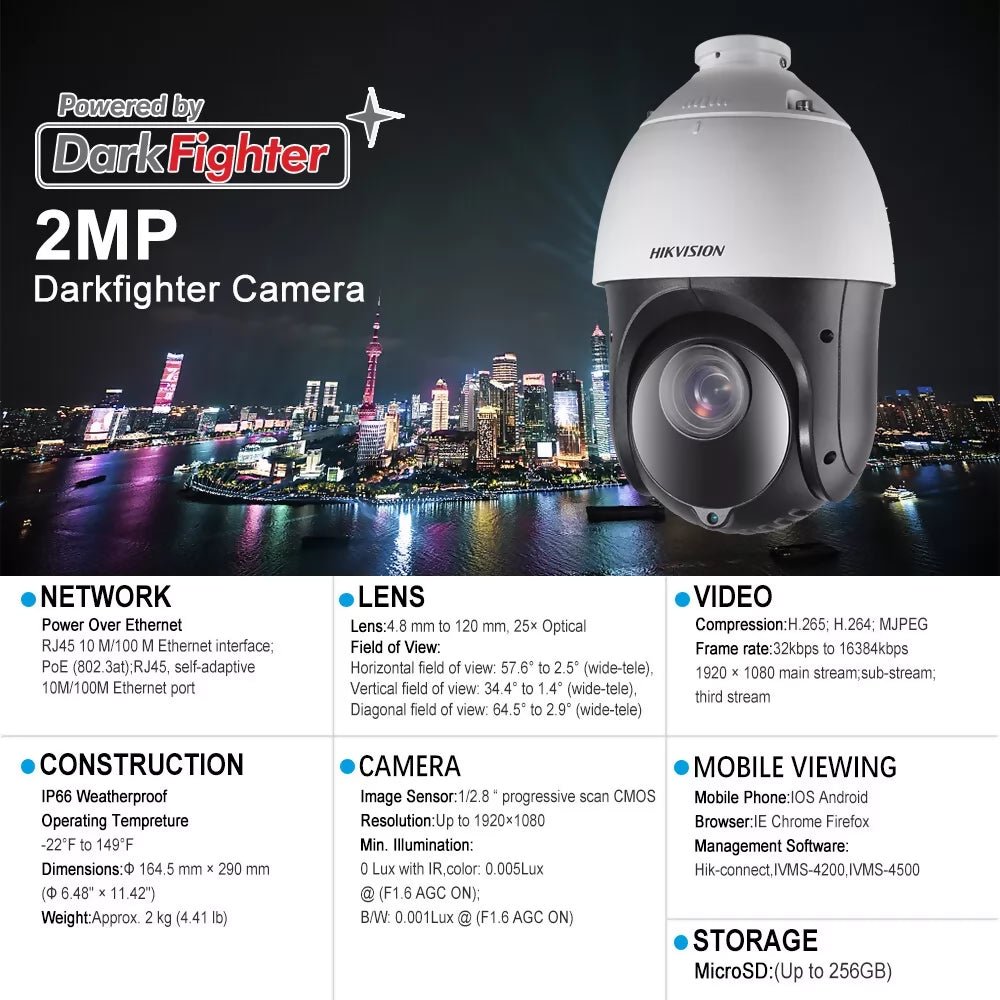 DS - 2DE4425IW - DE 4 MP 25 × Network IR Speed Dome Camera Hikvision - Camera Security (CCTV)