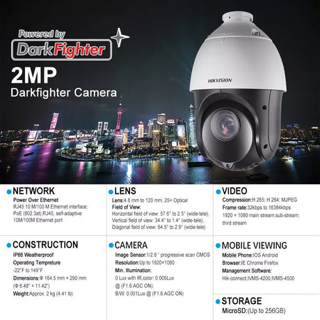 DS - 2DE4425IW - DE 4 MP 25 × Network IR Speed Dome Camera Hikvision - Camera Security (CCTV)