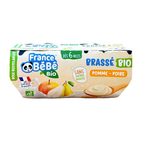 បង្អែម France BeBe Bio 6m+ Pomme - Poire (4x100g) - អាហារក្មេង (Baby Food)
