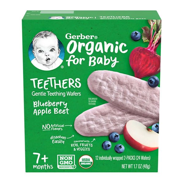 នំក្មេង Gerber Organic Teethers Wafers Bluerberry, Apple Beet - នំកូនក្មេង (Baby Cakes)