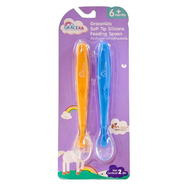 ស្លាបព្រា GraceKids Soft Tip Silicone Feeding Spoon 2pcs - ស្លាបព្រាក្មេង (Baby Spoons)