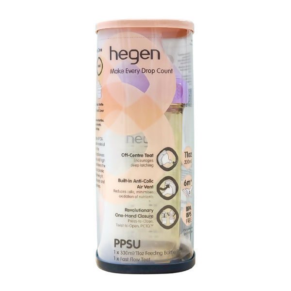 ដប Hegen 11oz Feeding Bottle Purple - ដបដោះគោ ដបទឹក & ក្បាលប្តូរ (Milk Bottle Water Bottle & Changing Pads)