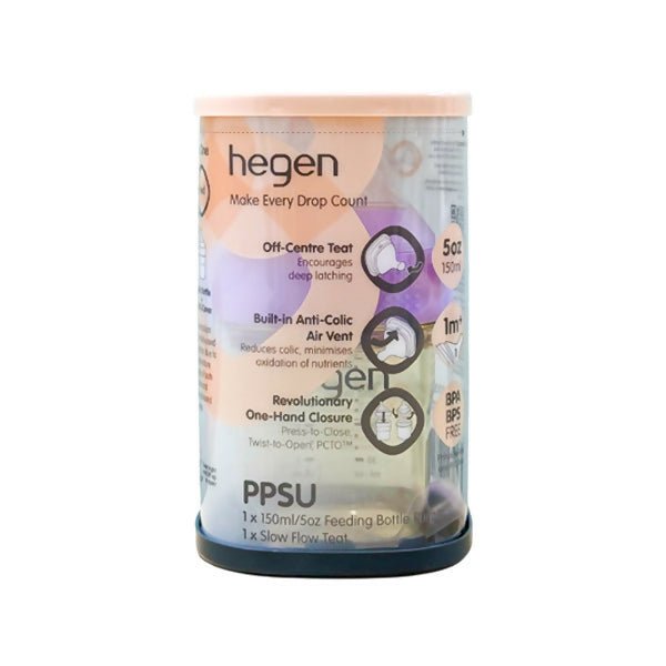 ដប Hegen 5oz Feeding Bottle Purple - ដបដោះគោ ដបទឹក & ក្បាលប្តូរ (Milk Bottle Water Bottle & Changing Pads)