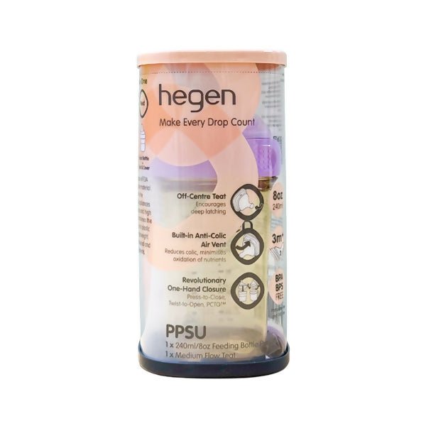 ដប Hegen 8oz Feeding Bottle Purple - ដបដោះគោ ដបទឹក & ក្បាលប្តូរ (Milk Bottle Water Bottle & Changing Pads)