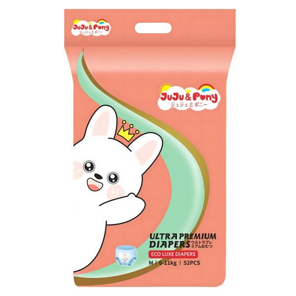 ខោទឹកនោម JuJu & Pony Ultra Premium Diapers M 6-11kg 52pcs - ខោទឹកនោម (Diapers)