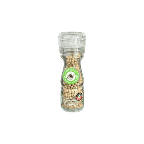 Kampot White Peppercorn in Glass Bottle with Adjustable Grinder 47g - Healthy Food
