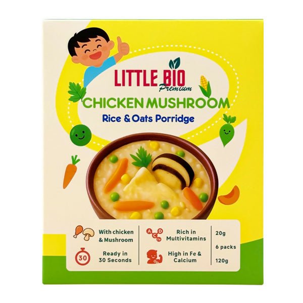 បបរម្សៅ Little Bio Chicken Mushroom Rice & Oats Porridge 12m+ - ម្សៅបបរ (Porridge Powder)