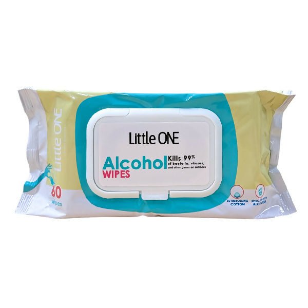 ក្រដាស់សើម Little One Baby Wipes Alcohol Kills99% 60pcs - កន្សែងសើម ក្រដាសស្ងួត និងសំឡីត្បាលត្រចៀក (Wet Wipes, Dry Paper & Earwax)