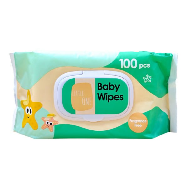 ក្រដាស់សើម Little One Baby Wipes Fragrance Free 100pcs - កន្សែងសើម ក្រដាសស្ងួត និងសំឡីត្បាលត្រចៀក (Wet Wipes, Dry Paper & Earwax)