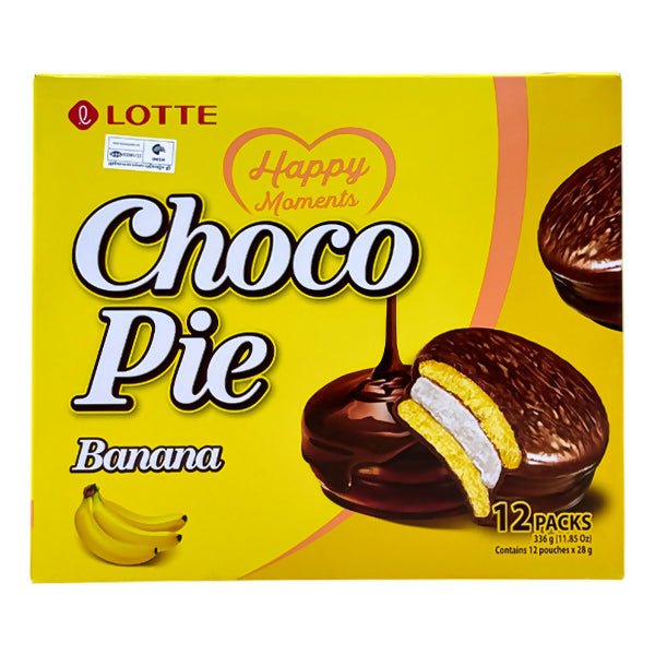 នំពងទា Lotte Choco Pie Banana 12packs - ស្ករគ្រាប់ & នំ (Candy & Cake)