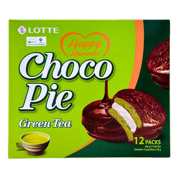 នំពងទា Lotte Choco Pie Green Tea 12packs - ស្ករគ្រាប់ & នំ (Candy & Cake)