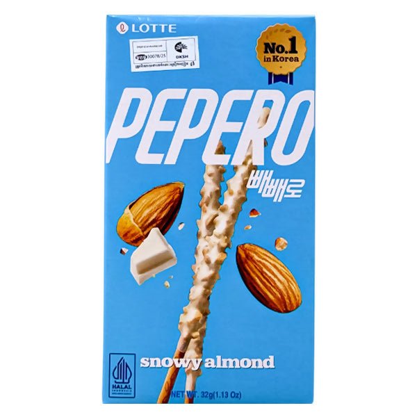នំក្មេង Lotte Pepero Snowy Almond 47g - ស្ករគ្រាប់ & នំ (Candy & Cake)