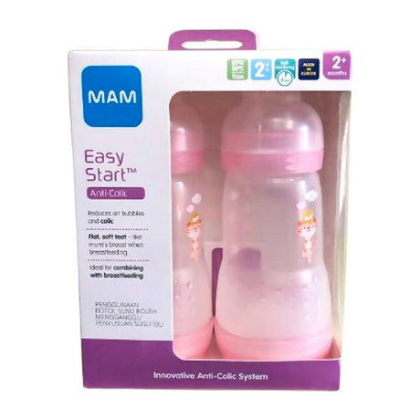 ααααΉαααααα MAM BN0000 Easy Start 2x160ml Feading Bottle Pink - ααααααα ααααΉα & ααααΆαααααΌα (Milk Bottle Water Bottle & Changing Pads)