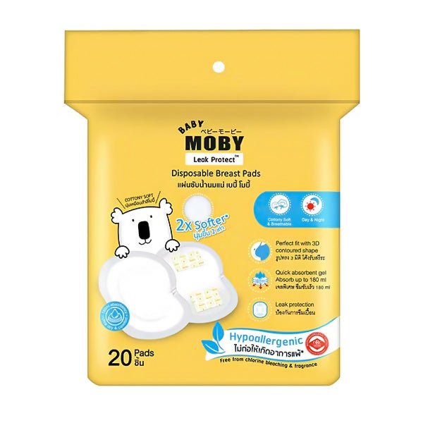 ទ្រនាប់ទឹកដោះ Moby Disposable Breast Pads, 20pads - ម៉ាស៊ីនបូមទឹកដោះ & ម៉ាស៊ីនកម្តៅទឹកដោះ (Breast Pumps & Milk Warmers)