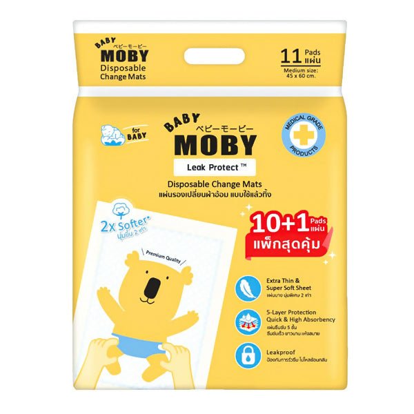 ក្រដាស់ទ្រនាប់ក្មេង Moby Disposable Underpads 10pcs - ខោទឹកនោម (Diapers)