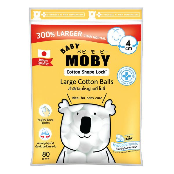 សំឡីមូលៗ Moby Large Cotton Balls 80grams - កន្សែងសើម ក្រដាសស្ងួត និងសំឡីត្បាលត្រចៀក (Wet Wipes, Dry Paper & Earwax)