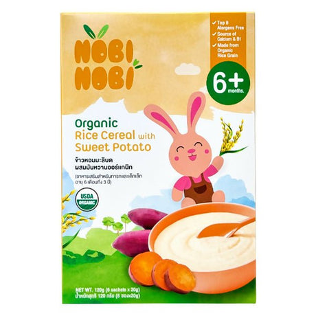 ម្សៅបបរសរីរាង្គ Nobi Nobi Organic Rice Cereal with Sweet Potato 120g - ម្សៅបបរ (Porridge Powder)