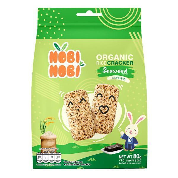 នំក្មេងស្រួយ Nobi Nobi Organic Rice Cracker Seaweed 80g - នំកូនក្មេង (Baby Cakes)