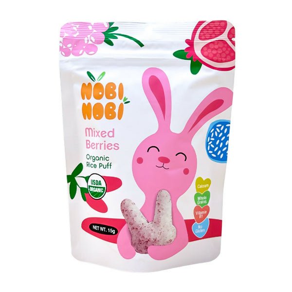 នំក្មេង Nobi Nobi Organic Rice Puff Mixed Berries 15g - នំកូនក្មេង (Baby Cakes)