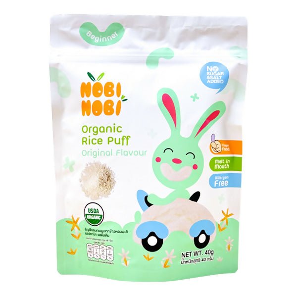 នំក្មេង Nobi Nobi Organic Rice Puff Original Flavour 40g - នំកូនក្មេង (Baby Cakes)