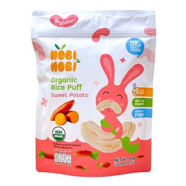 នំក្មេង Nobi Nobi Organic Rice Puff Sweet Potato 40g - នំកូនក្មេង (Baby Cakes)