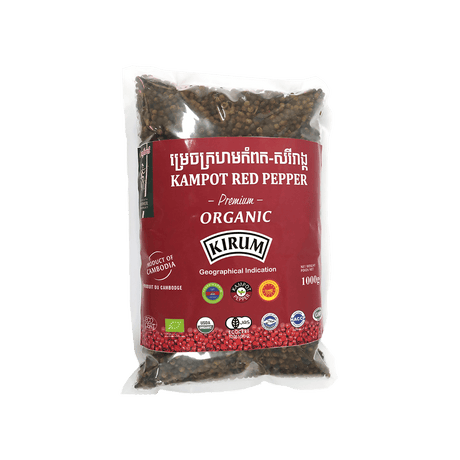 ម្រេចក្រហមកំពតគីរម្យសរីរាង្គ កញ្ចប់១គីឡូក្រាម ORGANIC KIRUM KAMPOT RED PEPPER BAG 1KG - Others