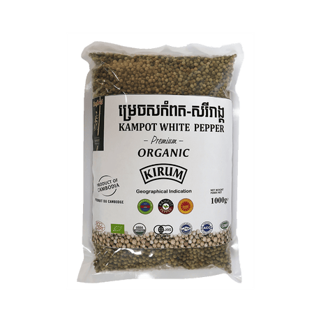 ម្រេចសកំពតគីរម្យសរីរាង្គ កញ្ចប់១គីឡូក្រាម ORGANIC KIRUM KAMPOT WHITE PEPPER BAG 1KG - Others