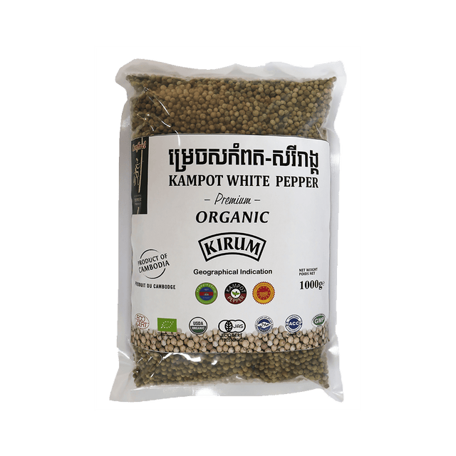 ម្រេចសកំពតគីរម្យសរីរាង្គ កញ្ចប់១គីឡូក្រាម ORGANIC KIRUM KAMPOT WHITE PEPPER BAG 1KG - Others