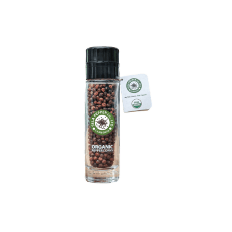 Organic Red Peppercorn in Glass Bottle with Adjustable Grinder 55g - Healthy Food