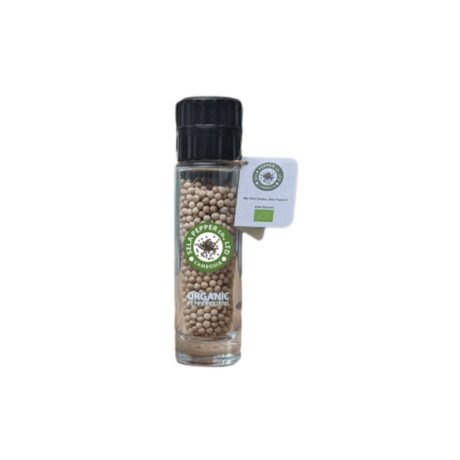 Organic White Peppercorn in Glass Bottle with Adjustable Grinder 60g - Healthy Food