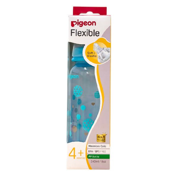 ដប Pigeon 25115 Flexible Blue 8oz Feeding Bottle - ដបដោះគោ ដបទឹក & ក្បាលប្តូរ (Milk Bottle Water Bottle & Changing Pads)